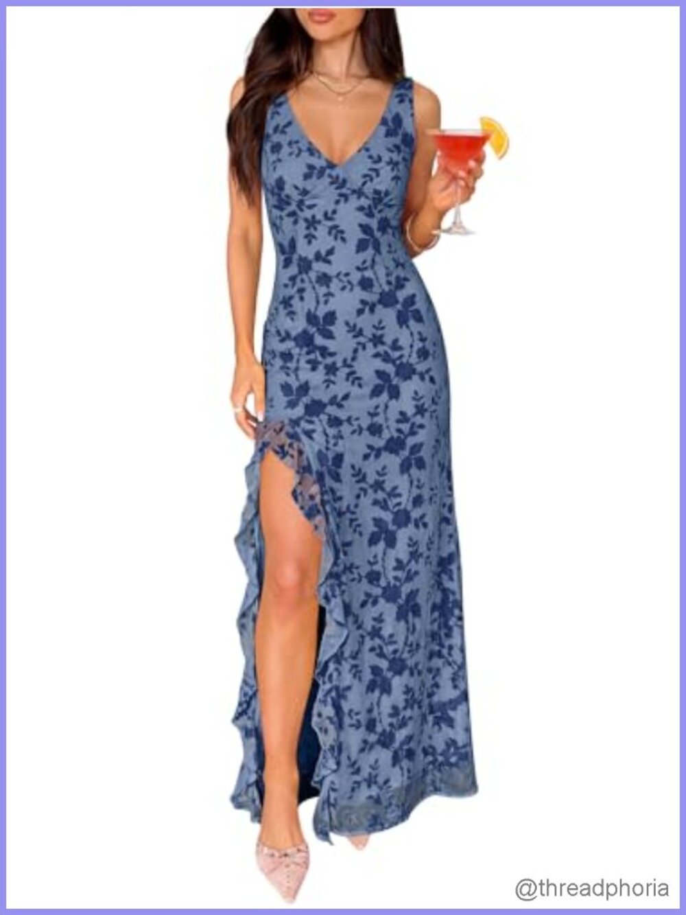 Women's Mesh Semi Formal Maxi Dress, V Neck Sleeveless Ruffle Hem Bodycon